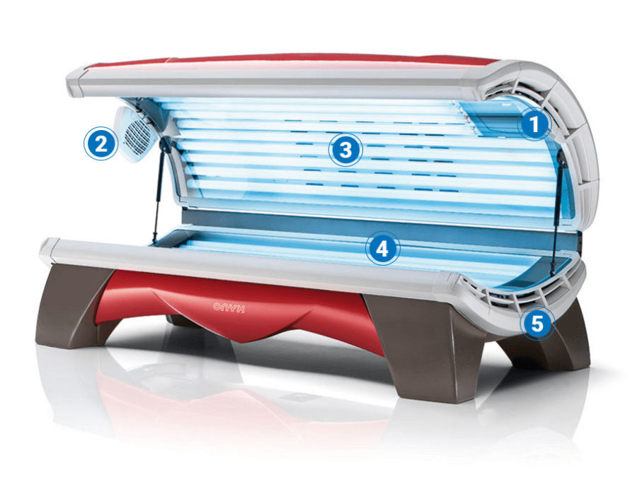 prosun onyx tanning bed in red